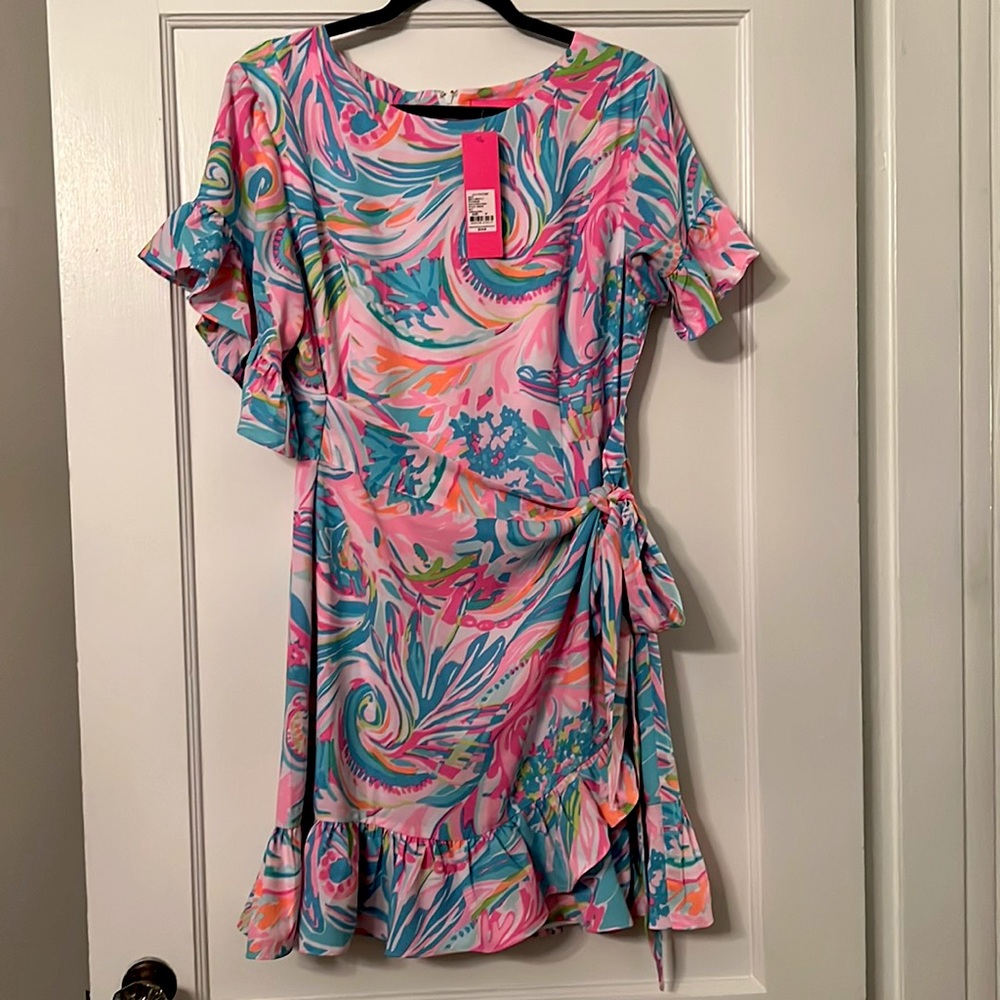 NWT Lilly Pulitzer Darlah Stretch Dress - Colorful Wrap Dress with Ruffles